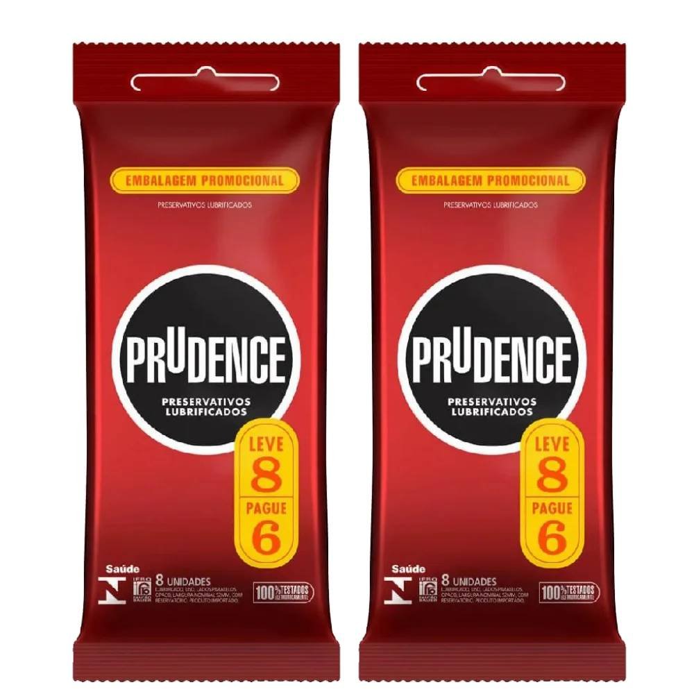 Kit Prudence Preservativo Lubrificado 16 Unidades (2 Pacotes De 8 Unidades)