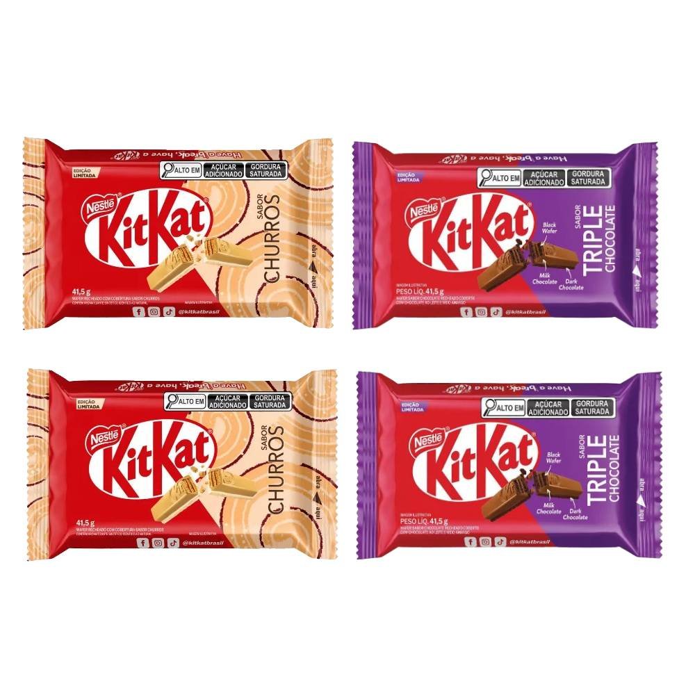 Kit Chocolate Nestlé Kit Kat Churros 41,5g 2 Unidades + Chocolate Nestle Coconut 41,5g 2 Unidades