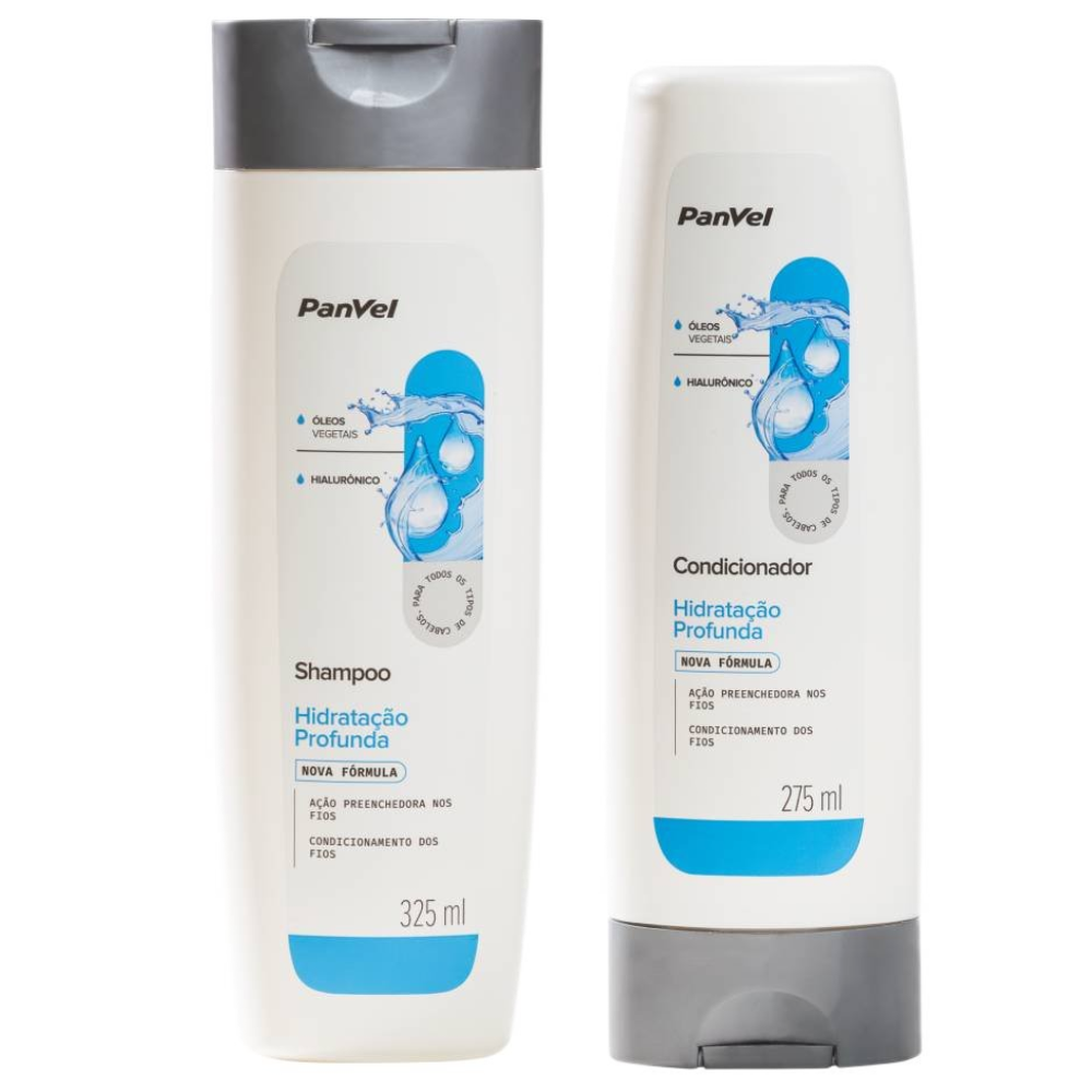 Kit Panvel Capilar Shampoo Hidratação Profunda 325ml + Condicionador Hidratação Profunda 275ml