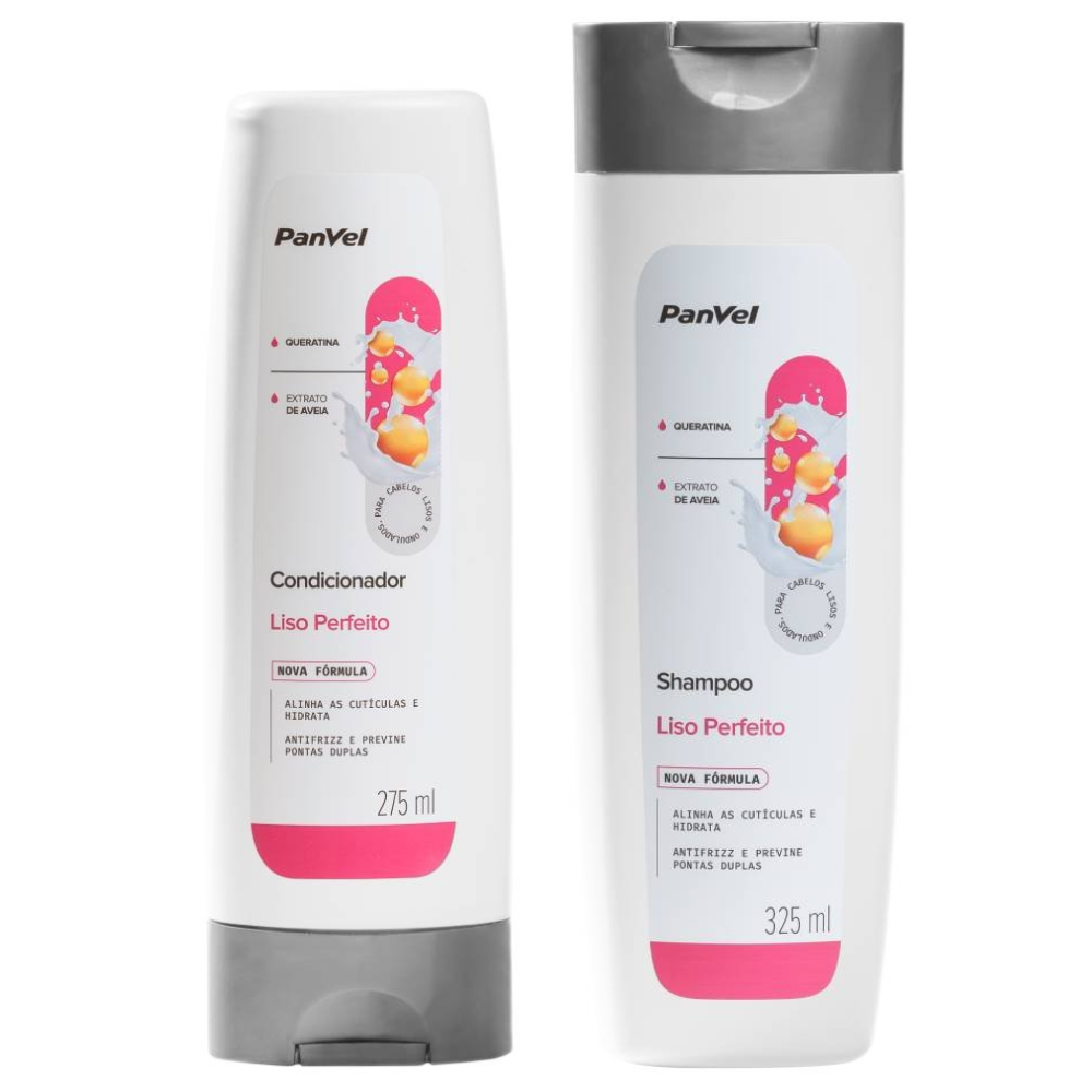 Kit Panvel Capilar Condicionador Liso Perfeito 275ml + Shampoo Liso Perfeito 325ml