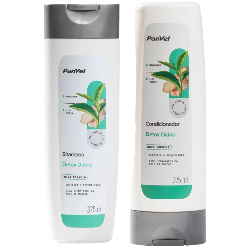 Kit Panvel Capilar Shampoo Detox Diário 325ml + Condicionador Detox Diário 275ml