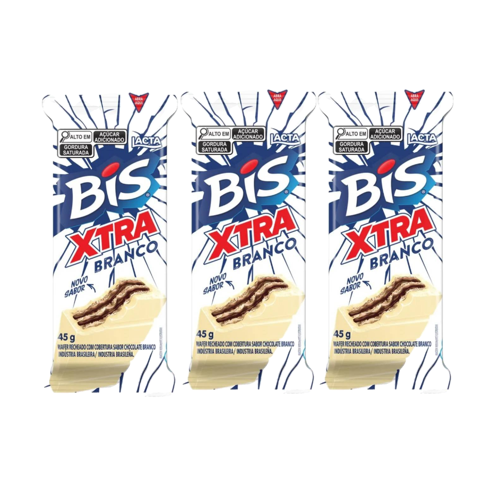 Kit Chocolate Wafer Lacta Bis Xtra Branco 45g 3 Unidades