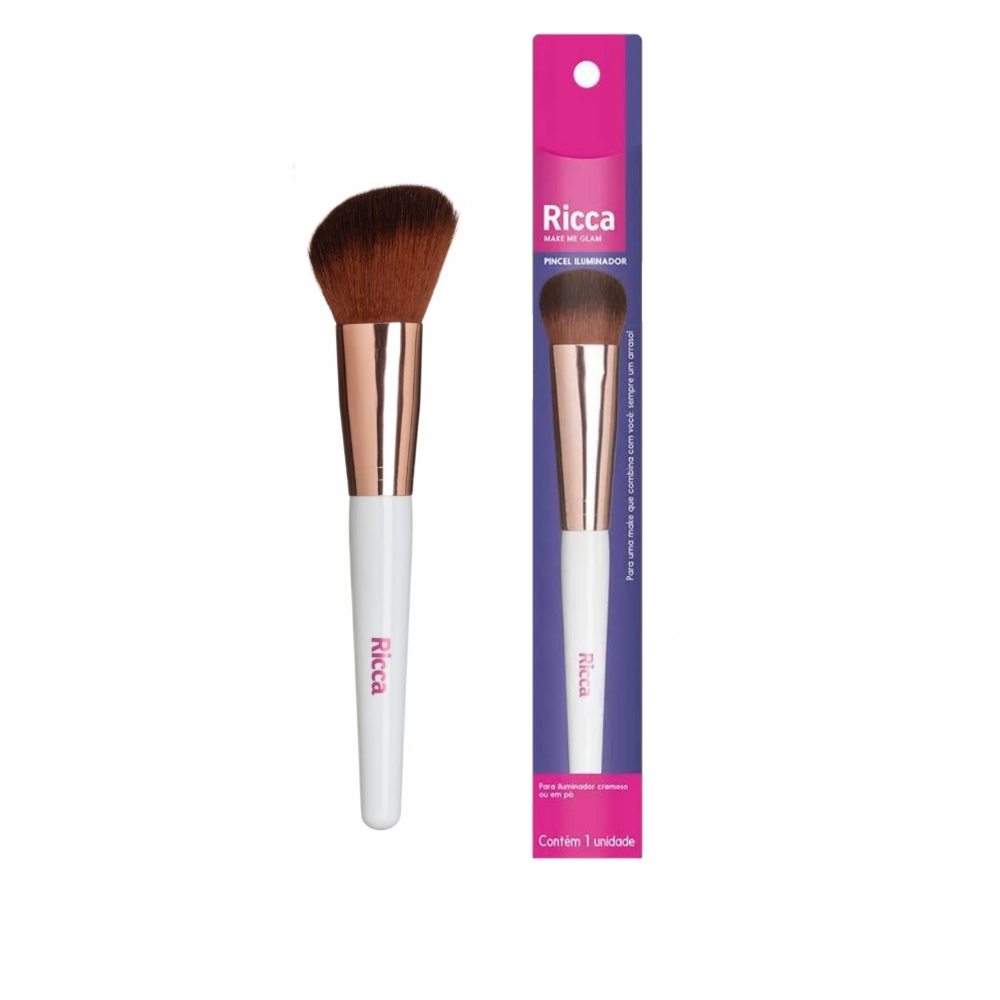 Kit Ricca Pincel Rose Gold Para Iluminador + Pincel Rose Gold Para Blush
