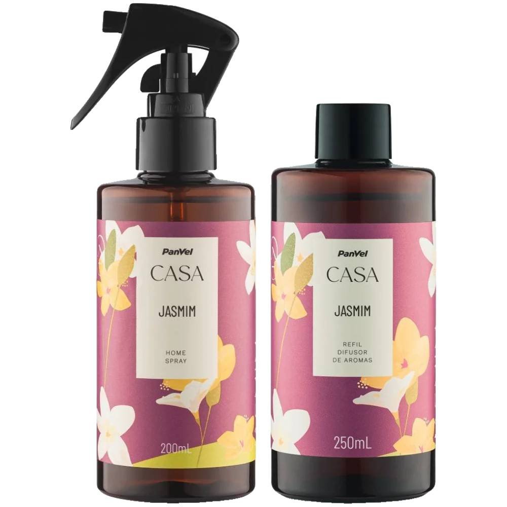 Kit Panvel Casa Jasmim Difusor De Aromas 250ml Refil + Home Spray 200ml