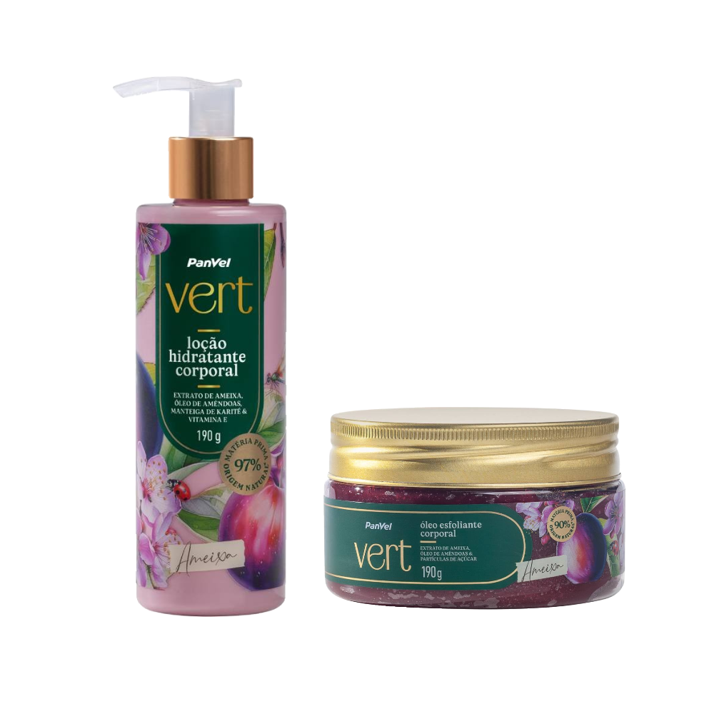 Kit Panvel Óleo Esfoliante Corporal Ameixa Vert 190g + Loção Hidratante Corporal Ameixa Vert 190g