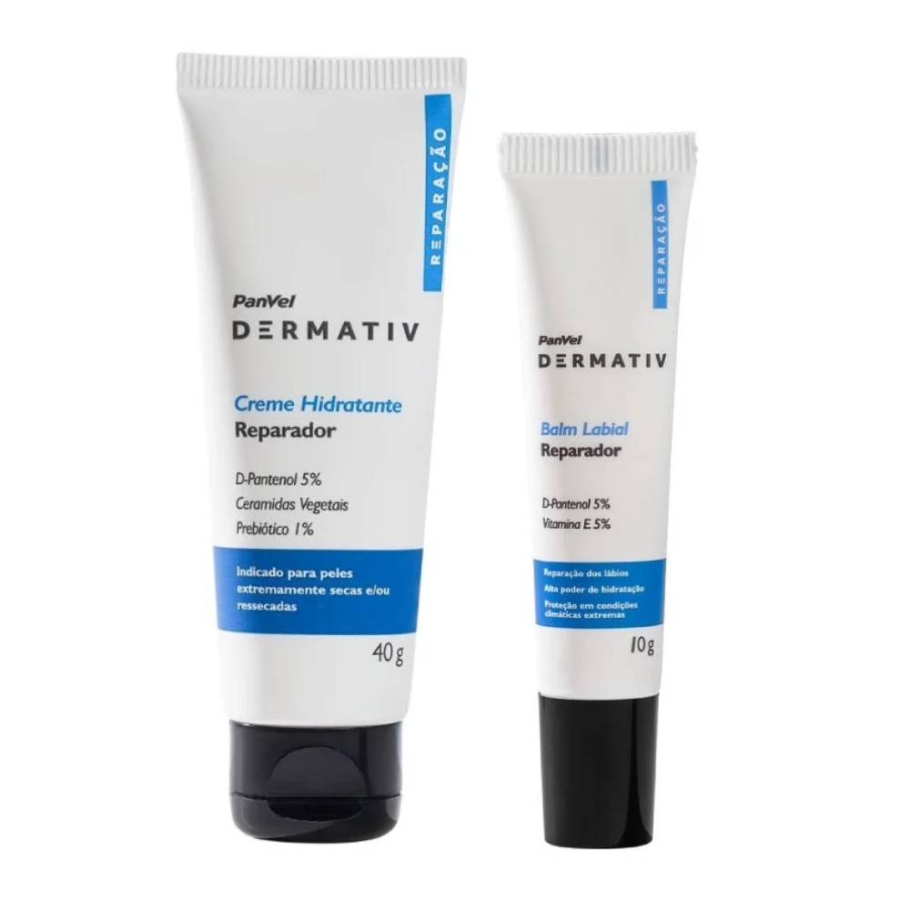Kit Panvel Creme Hidratante Reparador Facial E Corporal Dermativ 40g + Balm Reparador Labial Dermativ 10g