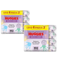 Kit Lenços Umedecidos Huggies 384 Unidades Rosto E Corpo Limpeza (2 Pacotes de 192 Unidades)