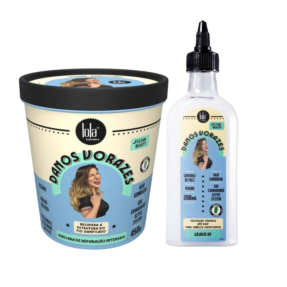 Kit Lola Cosmetics Danos Vorazes Leave-in Capilar 200ml + Creme De Tratamento 450g