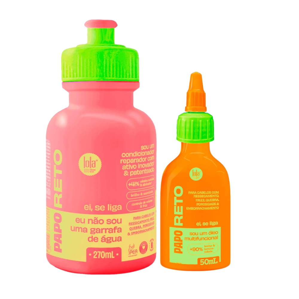 Kit Lola Cosmetics Papo Reto Condicionador 270ml + Óleo Capilar 50ml