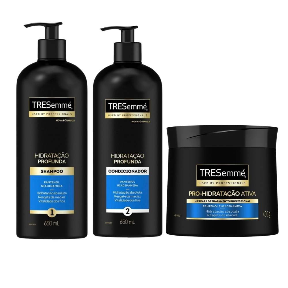 Kit Tresemmé Hidratação Profunda Shampoo 650ml + Condicionador 650ml + Máscara De Tratamento Capilar 400g