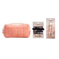 Kit Panvel Passador De Cabelos Metal Grande New Classic Iconic Edition Dourado + Kit 4 Elásticos Para Cabelo New Classic Iconic Edition Preto + Nécessaire De Veludo New Classic Iconic Edition Rose