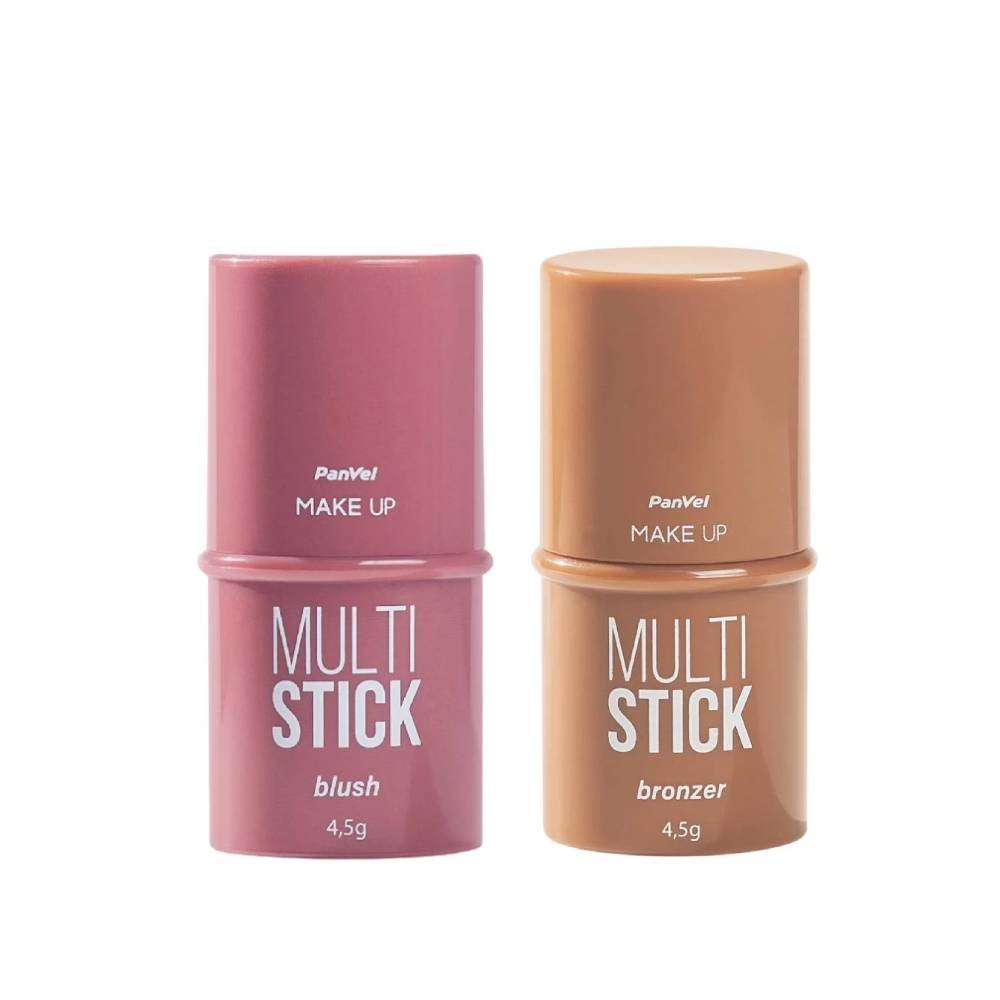 Kit Panvel Blush Multi Stick Rose Dust Make Up 4,5g + Bronzer Multi Stick Caramel Make Up 4,5ml