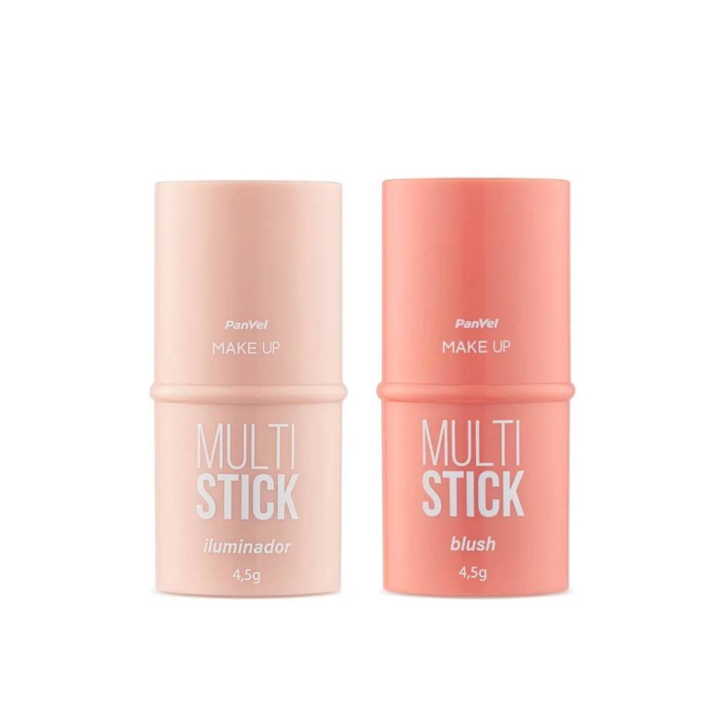 Kit Panvel Iluminador Multi Stick Champagne Make Up + Blush Multi Stick Coral Make Up
