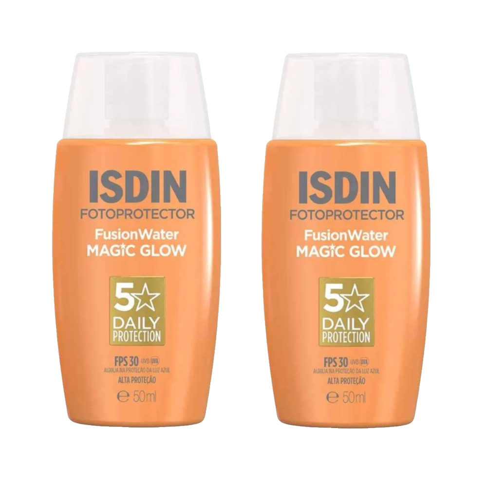 Combo 2x Protetor Solar Facial Isdin Fusion Water Magic Glow Fps30 50ml Cada