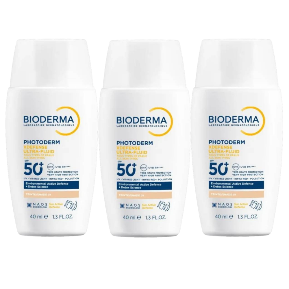 Kit 3x Protetor Solar Facial Bioderma Photoderm Xdefense Spf50+ Cor 1.0 40ml