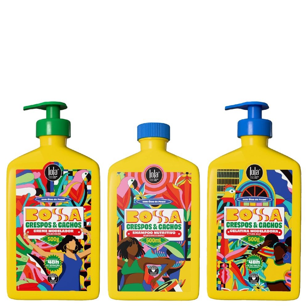 Kit Lola Cosmetics Bossa Creme Modelador 500g + Shampoo 500ml + Gelatina Modeladora 500g