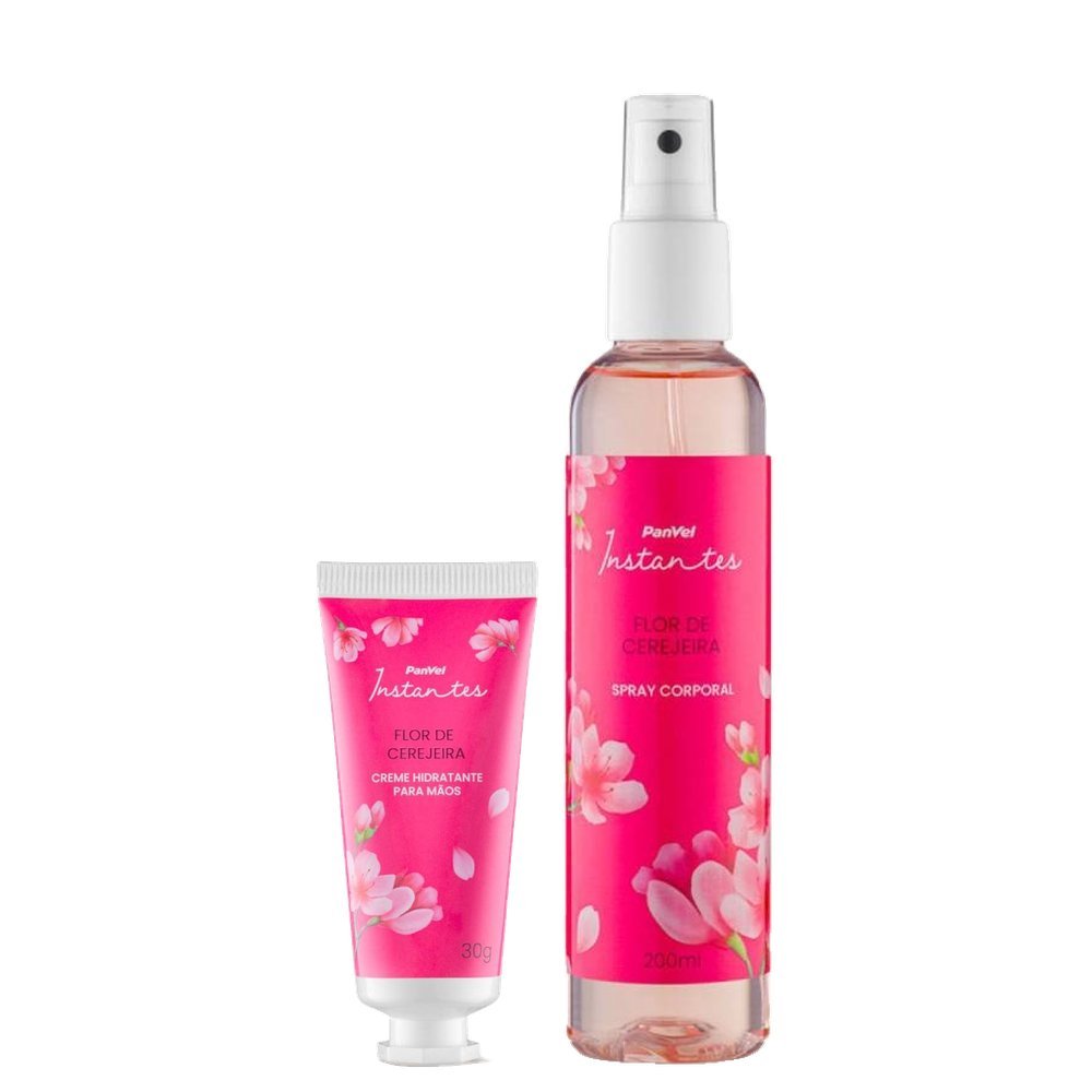 Kit Presente De Natal Panvel Instantes Flor De Cerejeira Creme Para Mãos 30g + Body Splash Spray Corporal 200ml