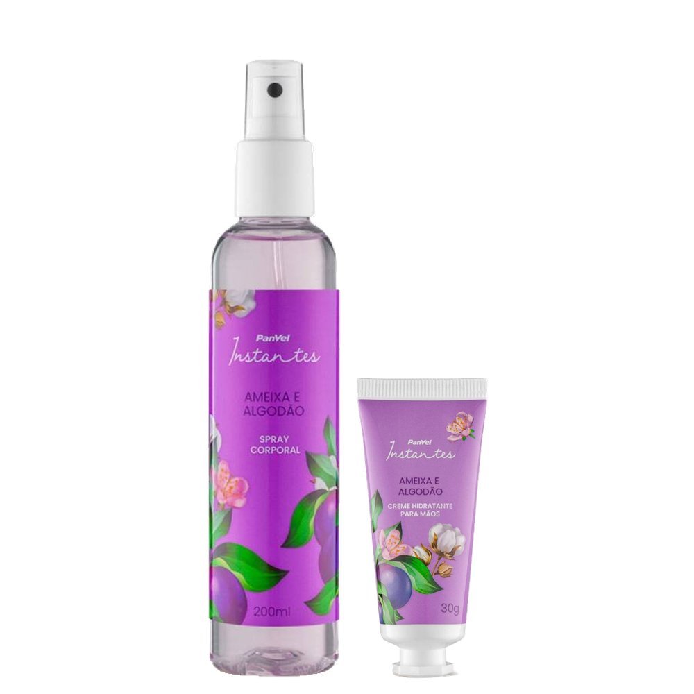 Kit Presente De Natal Panvel Instantes Ameixa E Algodão Creme Para Mãos 30g + Body Splash Spray Corporal 200ml