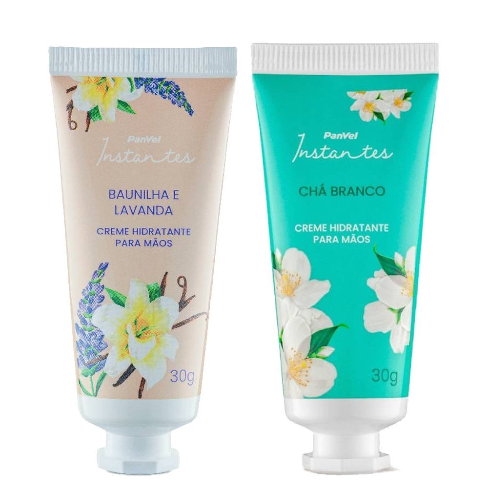 Kit Presente De Natal Panvel Instantes Creme Mãos Baunilha E Lavanda 30g + Creme Para Mãos Chá Branco 30g