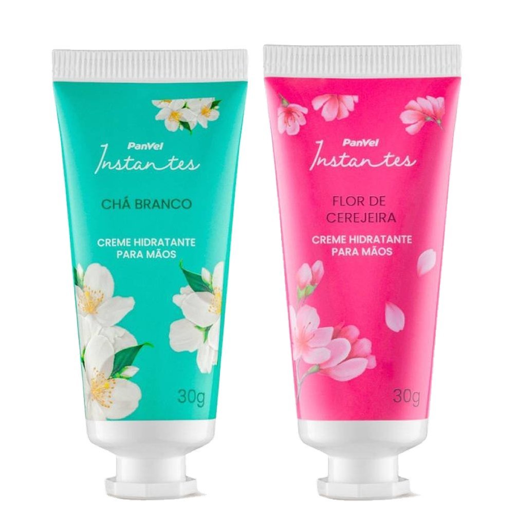 Kit Presente De Natal Panvel Instantes Creme Para Mãos Chá Branco 30g + Creme Para Mãos Flor De Cerejeira 30g