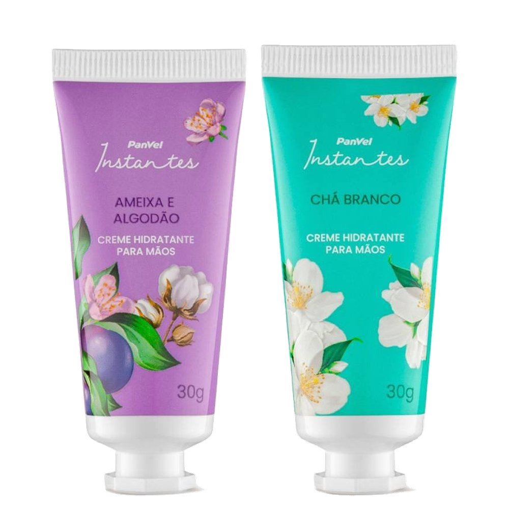 Kit Presente De Natal Panvel Instantes Creme Para Mãos Chá Branco 30g + Creme Para Mãos Ameixa E Algodão 30g