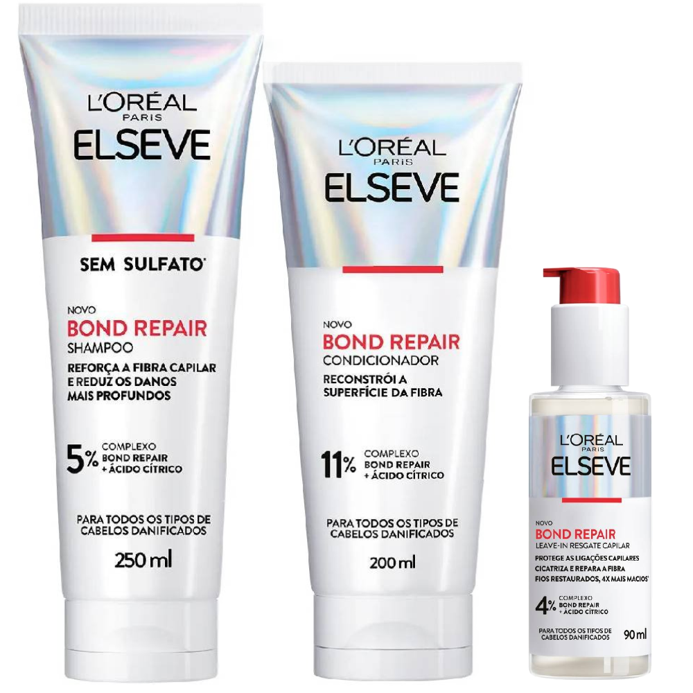 Kit Elseve Bond Repair Shampoo 250ml + Condicionador 200ml + Leave-in Capilar 90ml