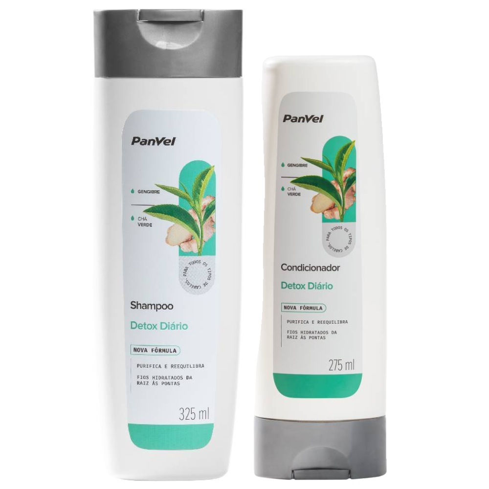 Kit Panvel Shampoo Detox Diário 325ml + Condicionador Detox Diário 275ml