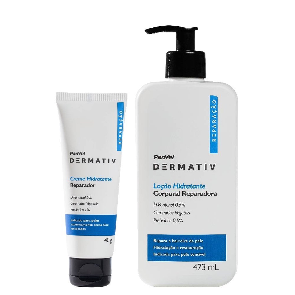 Kit Panvel Loção Hidratante Corporal Dermativ Reparação 473ml + Creme Hidratante Reparador Facial E Corporal Dermativ 40g