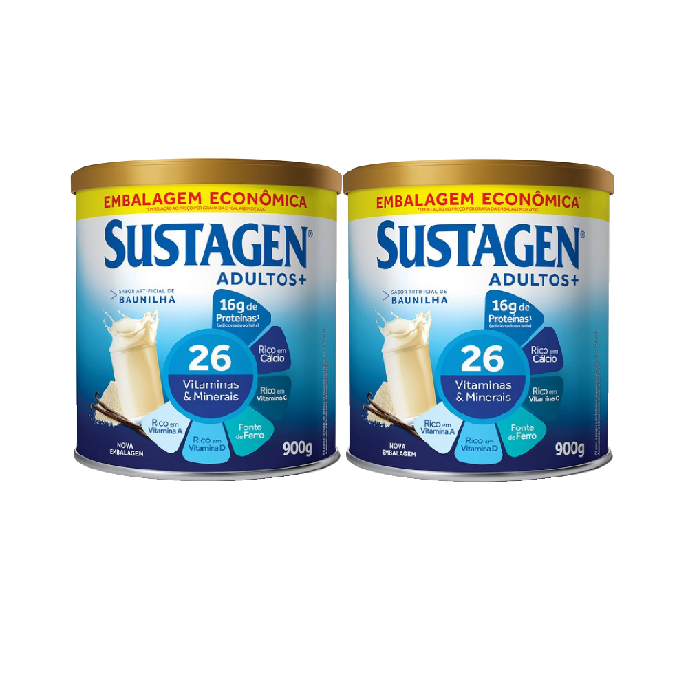 Kit Complemento Alimentar Sustagen Adultos+ Sabor Baunilha Lata 900g 2 Unidades