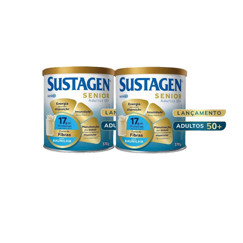Kit Complemento Alimentar Sustagen Senior Sabor Baunilha Lata 370g 2 Unidades