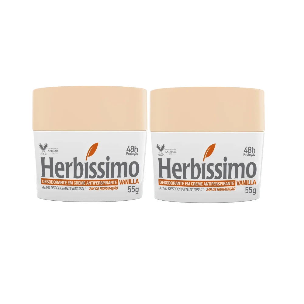 Kit Desodorante Em Creme Herbíssimo Vanilla 55g 2 Unidades 