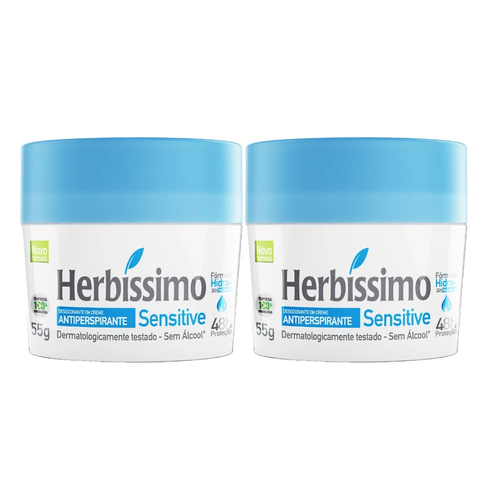 Kit Desodorante Em Creme Herbíssimo Sensitive 55g 2 Unidades 