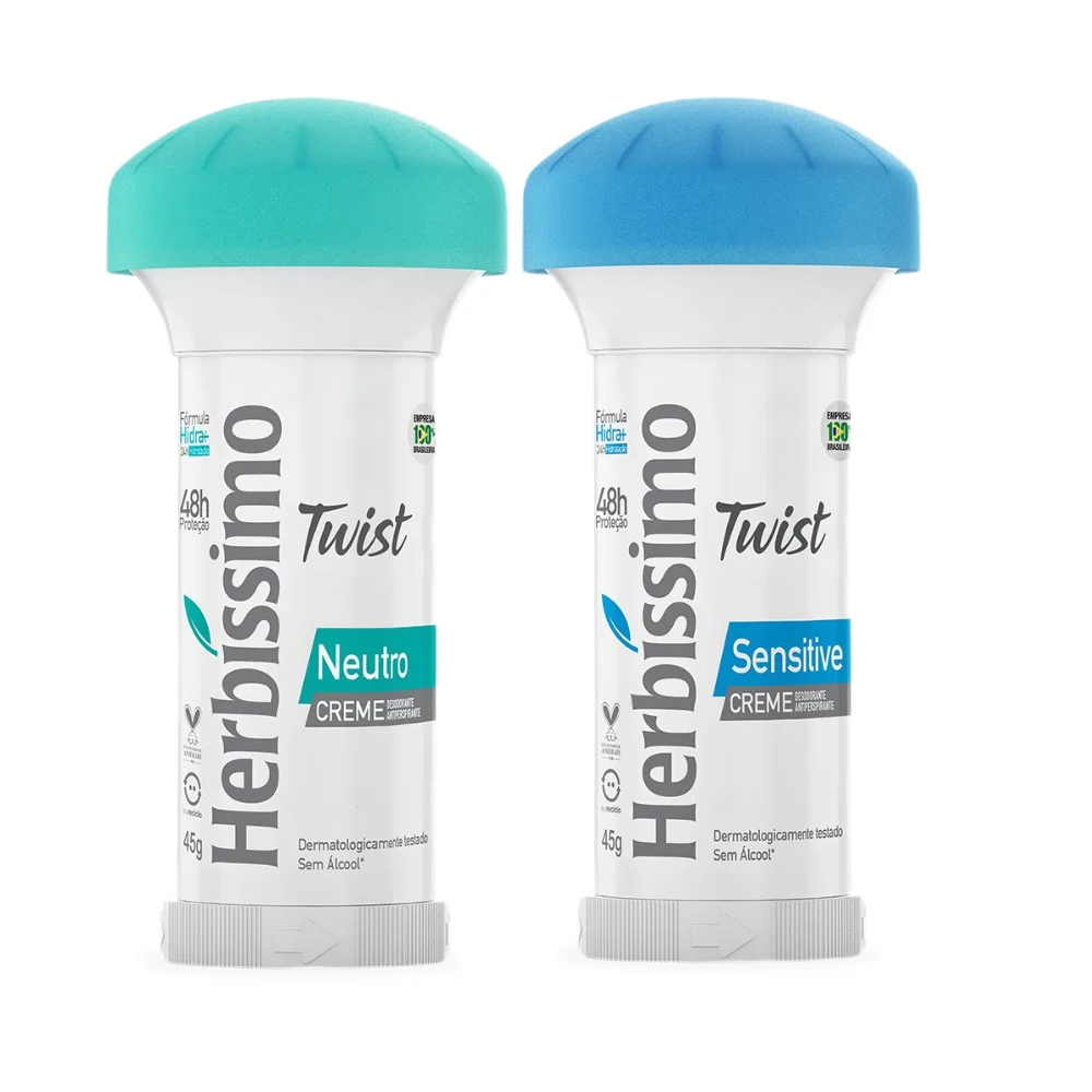 Kit Herbissimo Desodorante Em Creme Herbíssimo Neutro 45g + Desodorante Em Creme Herbíssimo Sensitive 45g