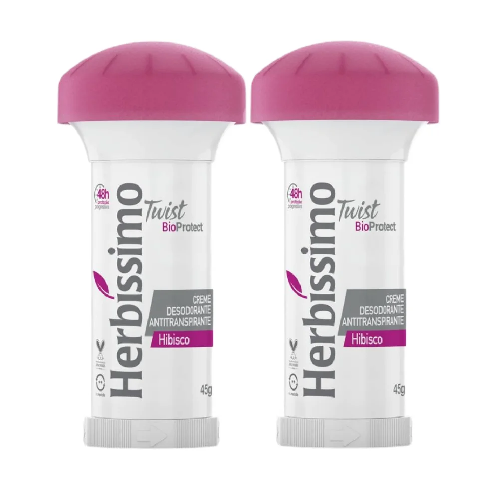Kit Desodorante Em Creme Herbíssimo Hibisco 45g 2 Unidades 