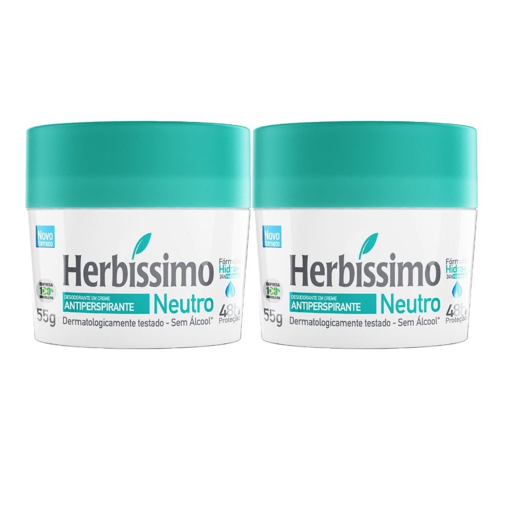 Kit Desodorante Em Creme Herbíssimo Neutro 55g 2 Unidades