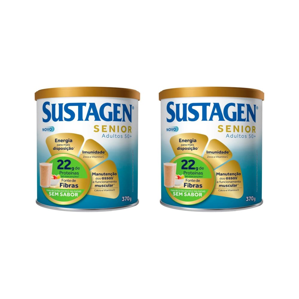 Kit Complemento Alimentar Sustagen Senior Sem Sabor Lata 370g 2 Unidades
