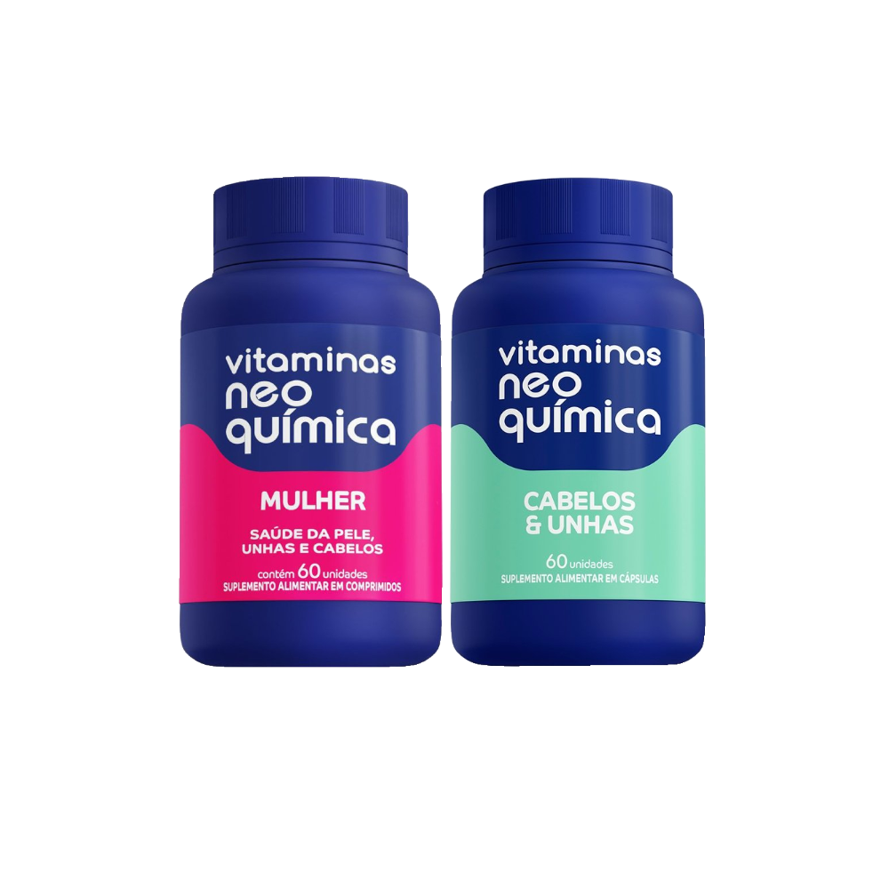 Kit Vitaminas Neo Química Vitaminas Cabelos E Unhas Genérico Neo Química 60 Cápsulas + Multivitamínico Neo Química Mulher 60 Comprimidos