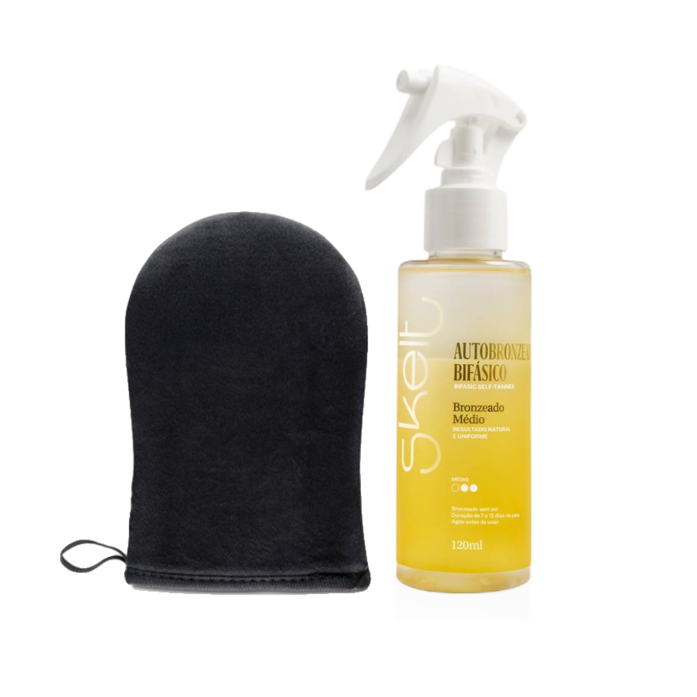 Kit Skelt Luva Aplicadora 1 Unidade + Autobronzeador Bifásico 120ml