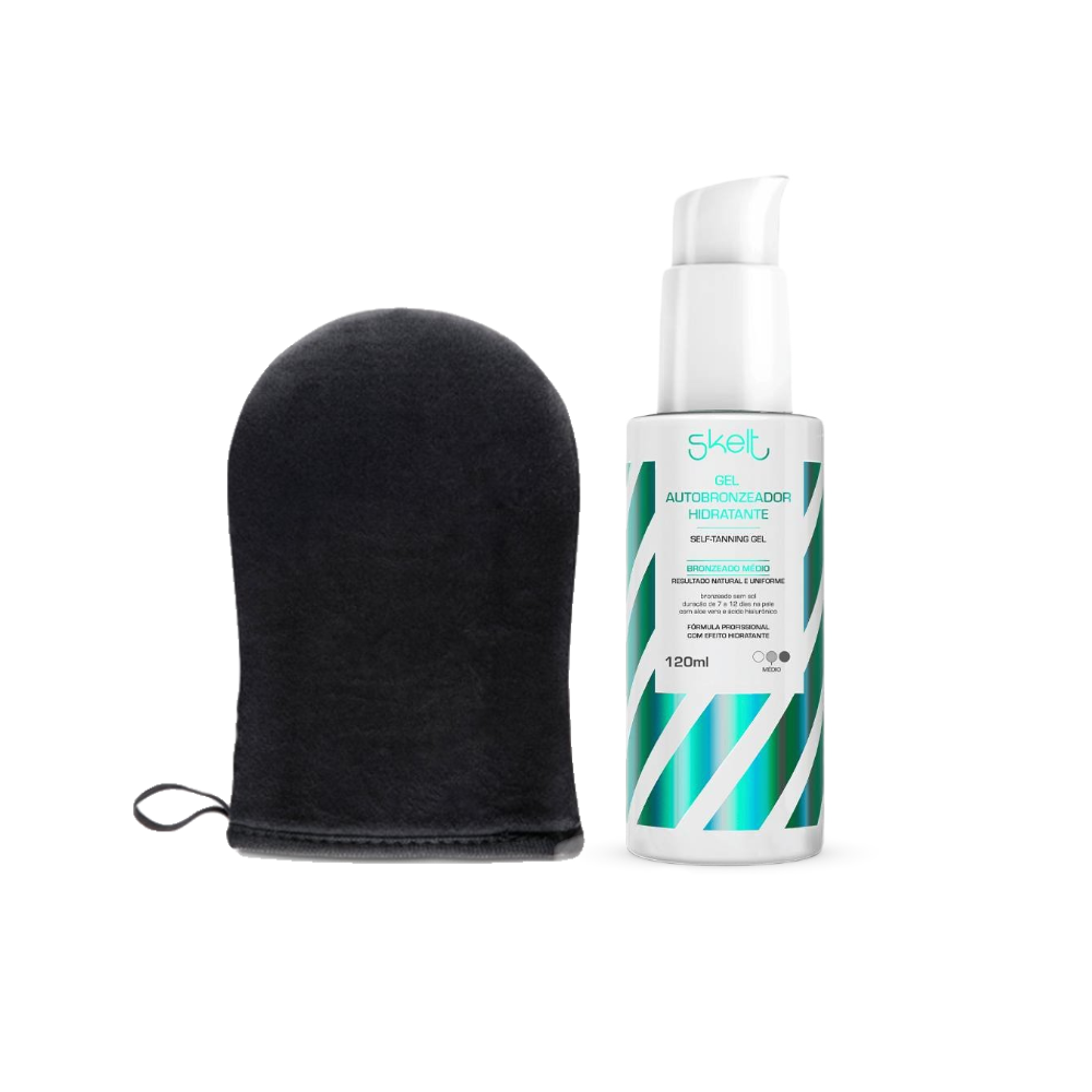 Kit Skelt Luva Aplicadora 1 Unidade + Gel Autobronzeador Hidratante 120ml