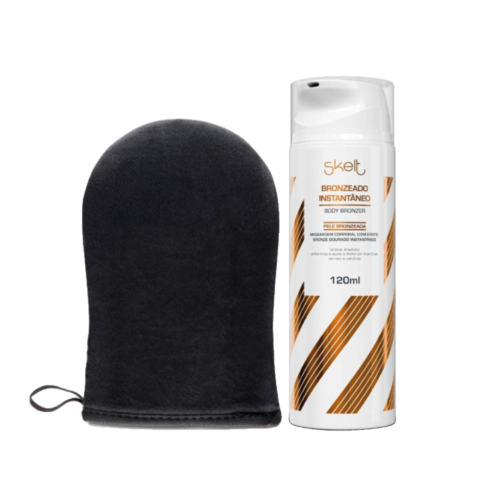  Kit Skelt Luva Aplicadora 1 Unidade + Loção Bronzeado Instantâneo 120ml