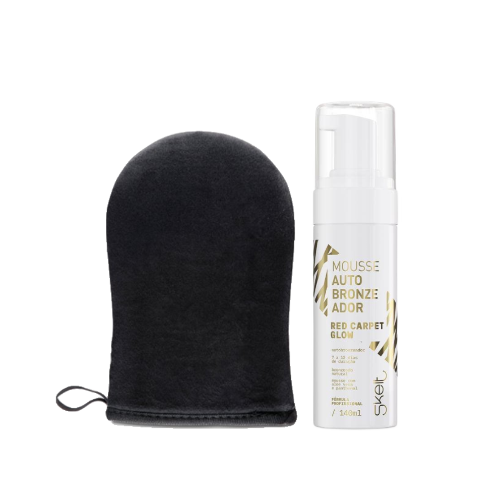  Kit Skelt Autobronzeador Mousse 140ml + Luva Aplicadora 1 Unidade
