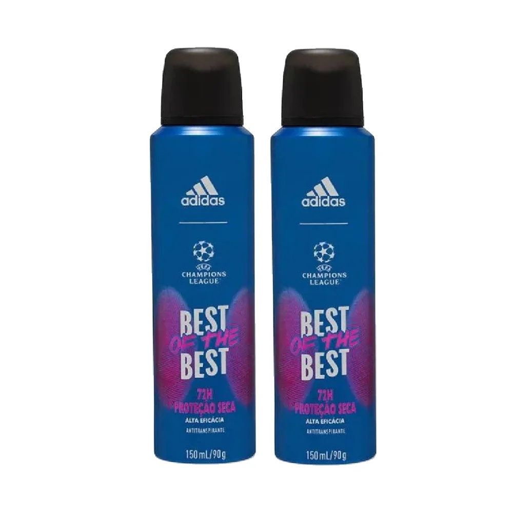 Kit Desodorante Aerossol Adidas Uefa Masculino 150ml 2 Unidades