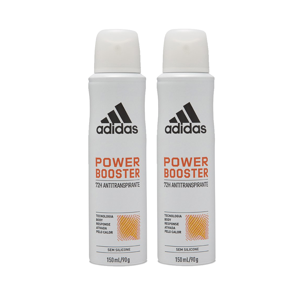 Kit Desodorante Adidas Aerossol Feminino Antitranspirante Power Booster 150ml 2 Unidades