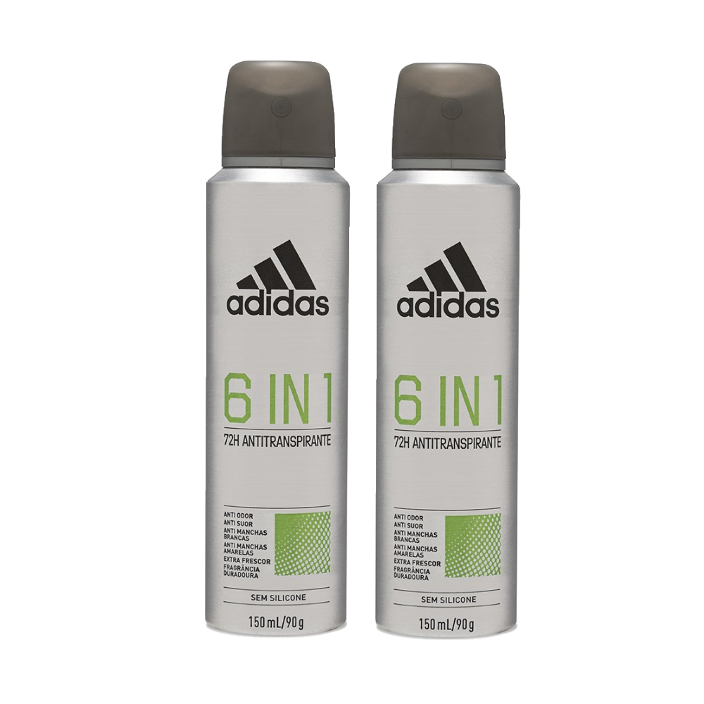 Kit Desodorante Antitranspirante Aerossol Adidas Masculino 6 In 1 150ml 2 Unidades 