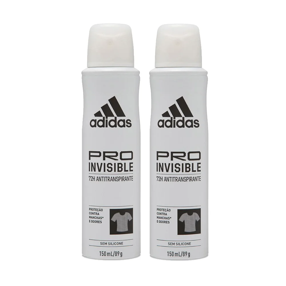 Kit Desodorante Aerossol Antitranspirante Adidas Feminino Pro Invisible 150ml 2 Unidades