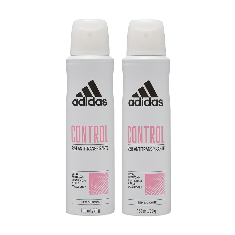 Kit Desodorante Aerossol Antitranspirante Feminino Adidas Control 150ml 2 Unidades 
