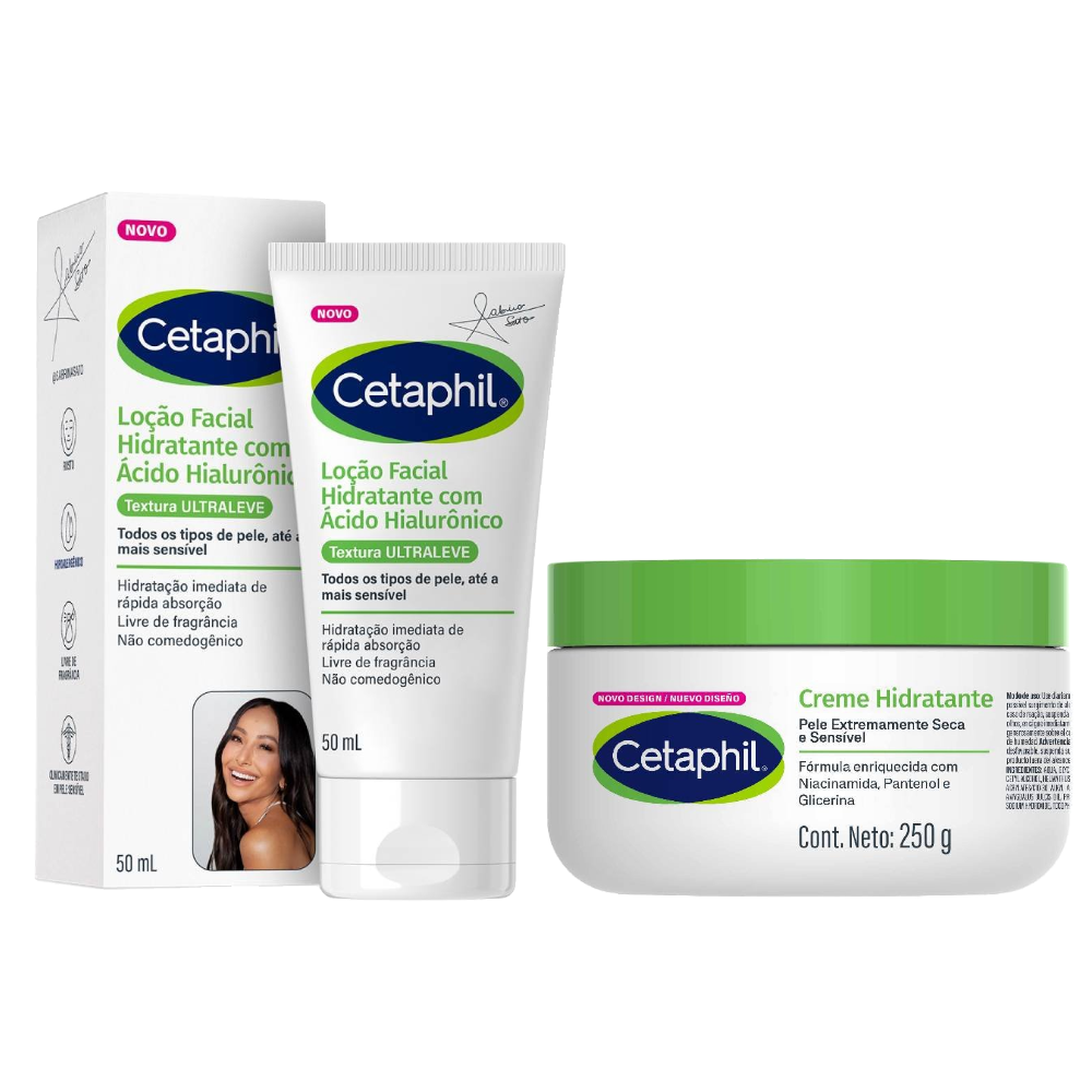 Kit Cetaphil Loção Hidratante Facial Ácido Hialurônico Sabrina Sato 50ml + Creme Hidratante 250g