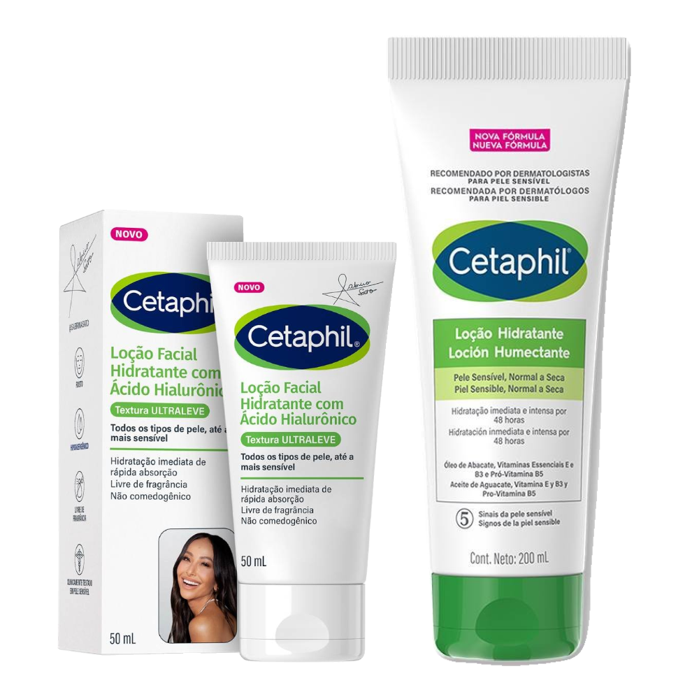 Kit Cetaphil Loção Hidratante Facial Ácido Hialurônico Sabrina Sato 50ml + Loção Hidratante 200ml