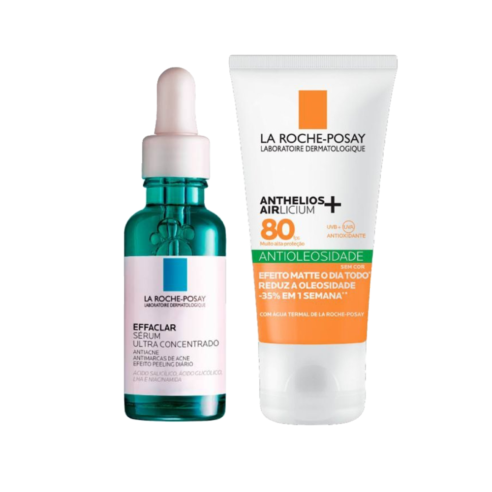 Kit La Roche-posay Sérum Facial Antiacne Effaclar Para Pele Oleosa 30ml Grátis Protetor Solar Facial Anthelios Airlicium+ Fps80 40g
