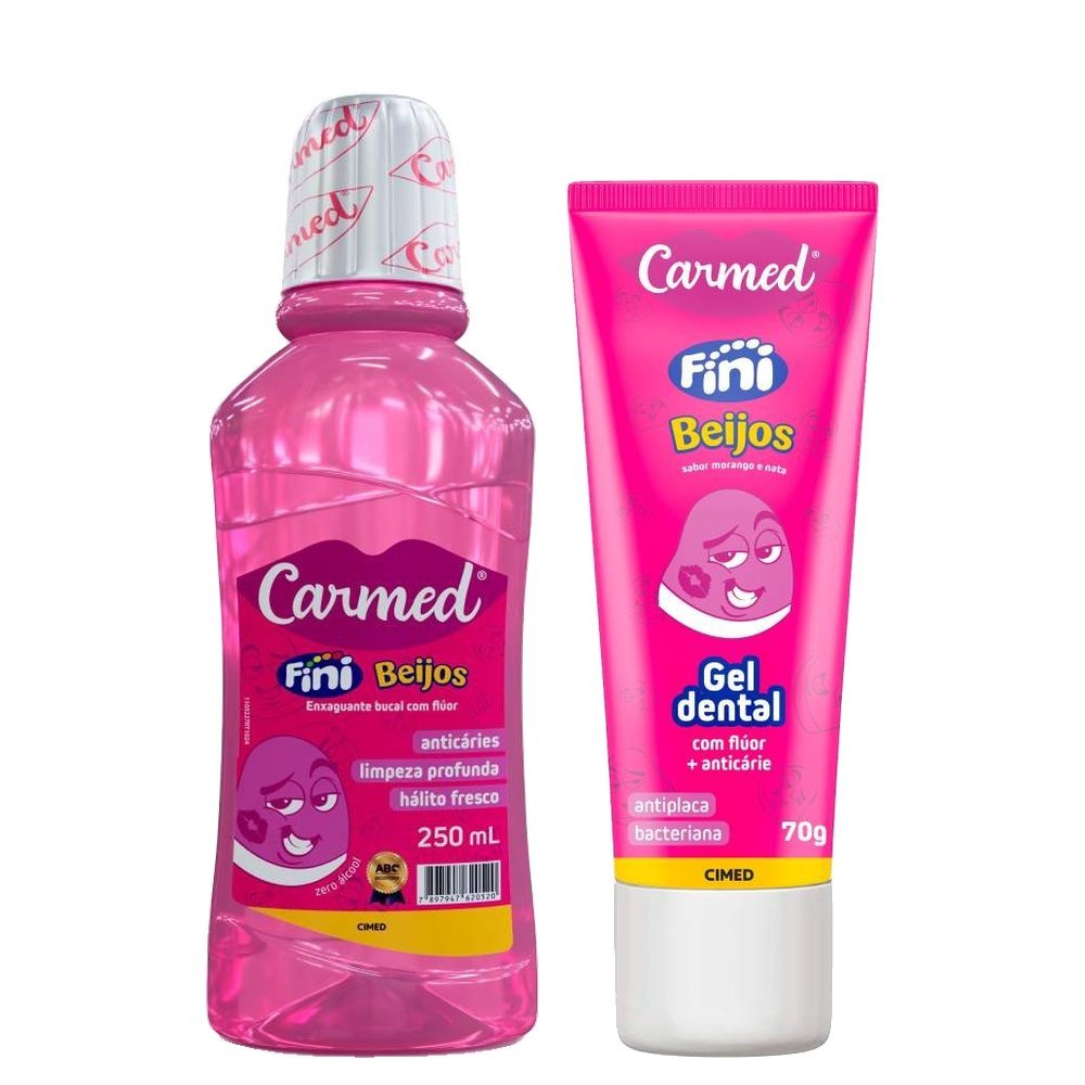 Kit Carmed Fini Beijos Gel Dental 70g + Enxaguatório Bucal 250ml
